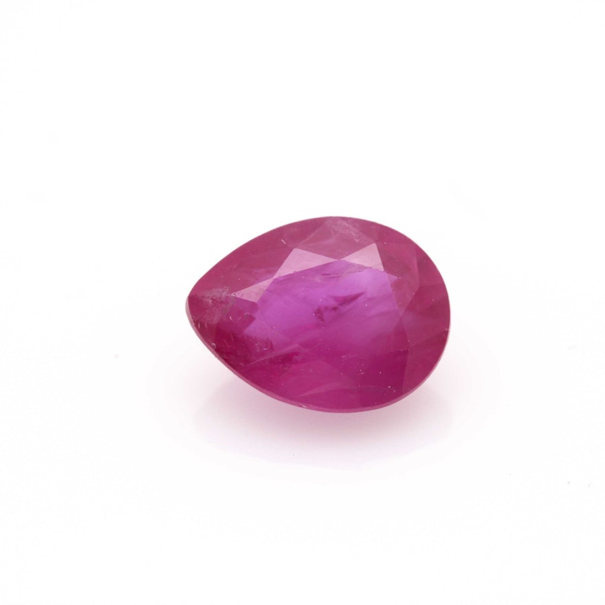 Loose 1.51 CTS Pear Cut Ruby