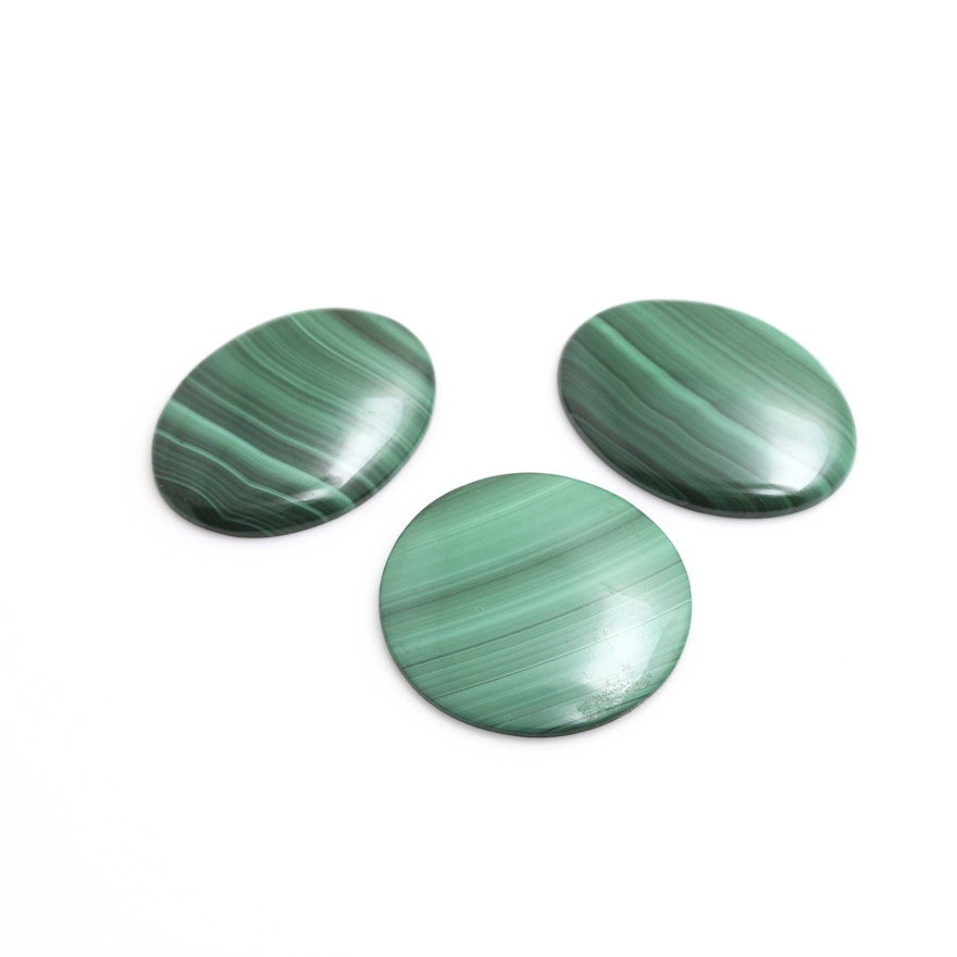 Loose Oval and Round Malachite Gemstones