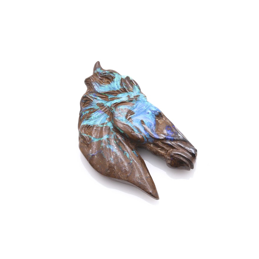 Horse Head Carved Boulder Opal Stone