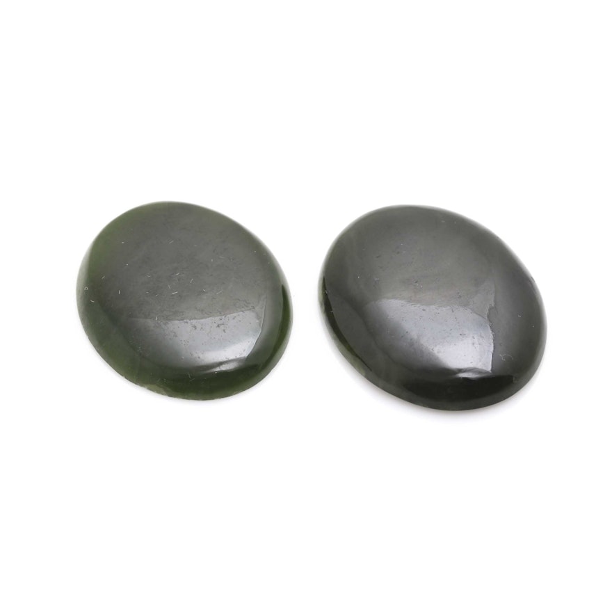 Two Loose Oval Nephrite Cabochons