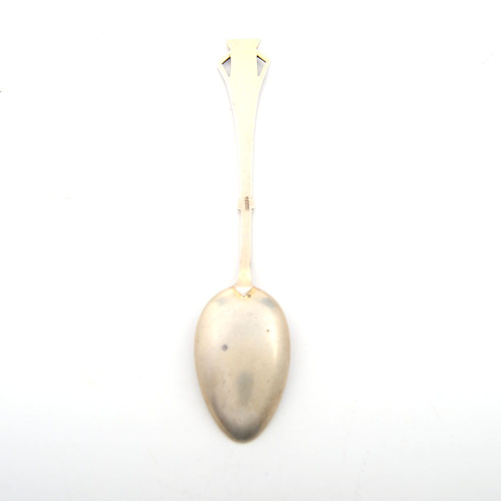 Hand-Painted 800 Silver Enamel Lion of Lucerne Souvenir Spoon