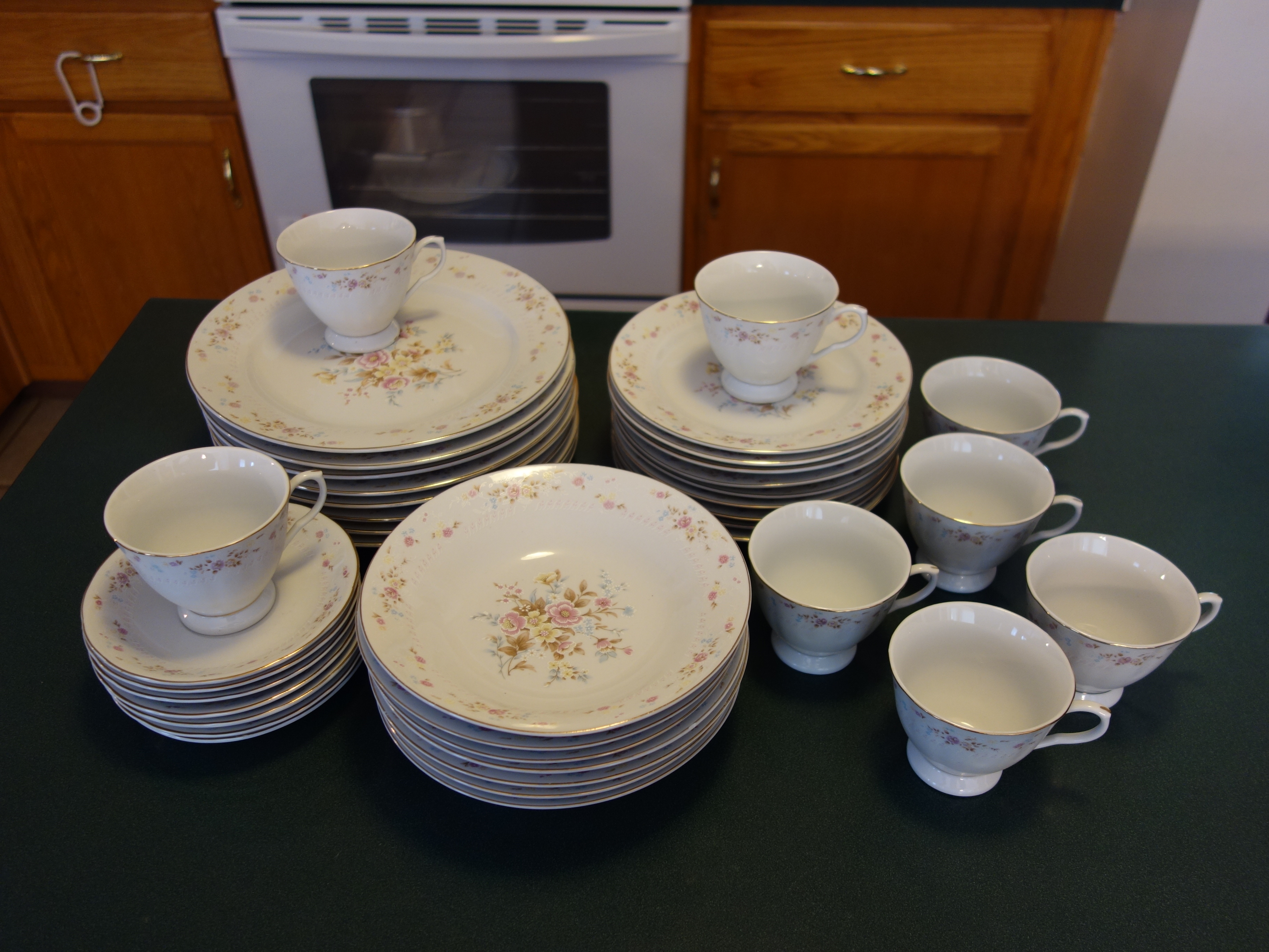 Vintage Pink and Blue Floral China Set