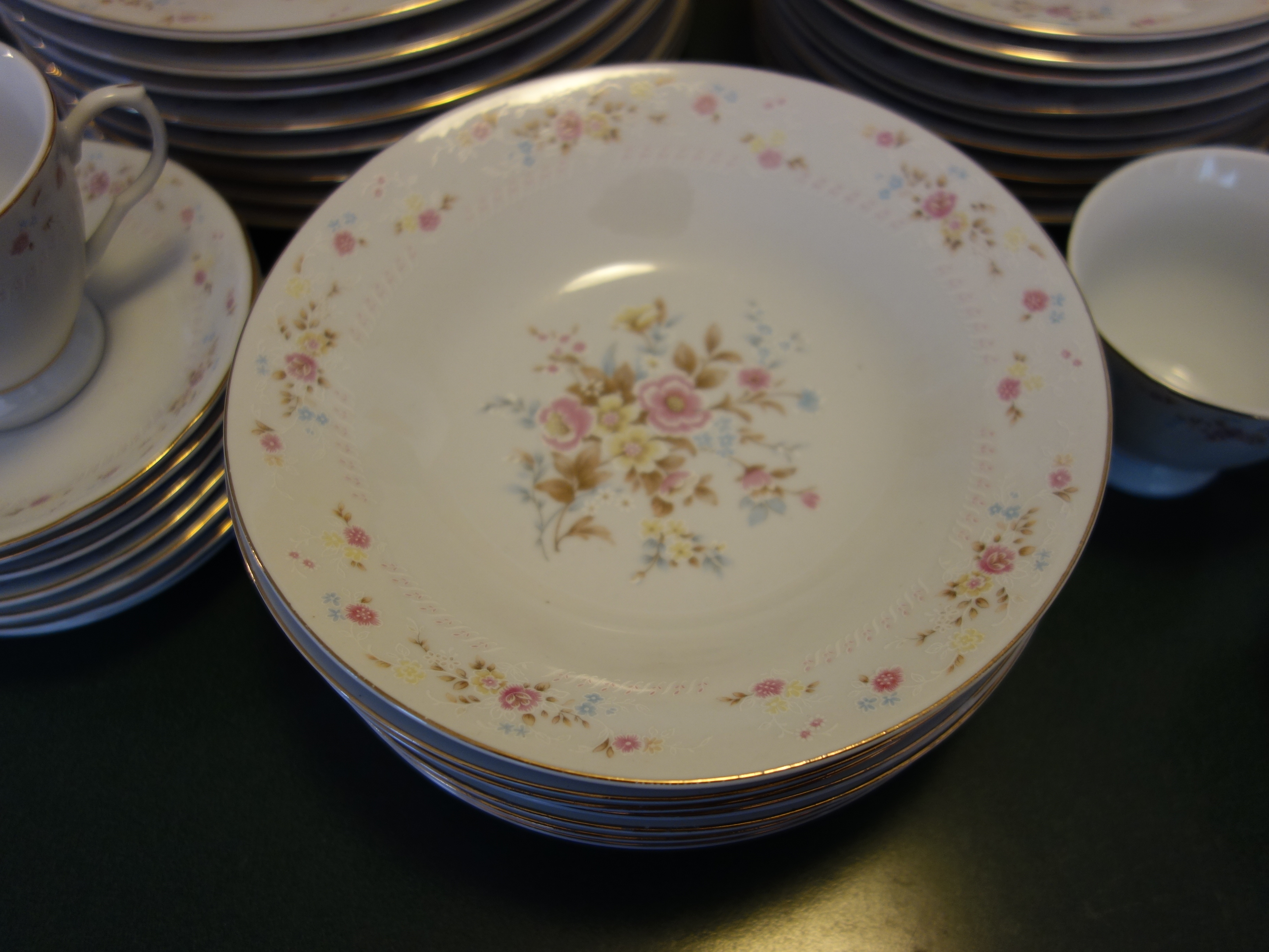 Vintage Pink and Blue Floral China Set