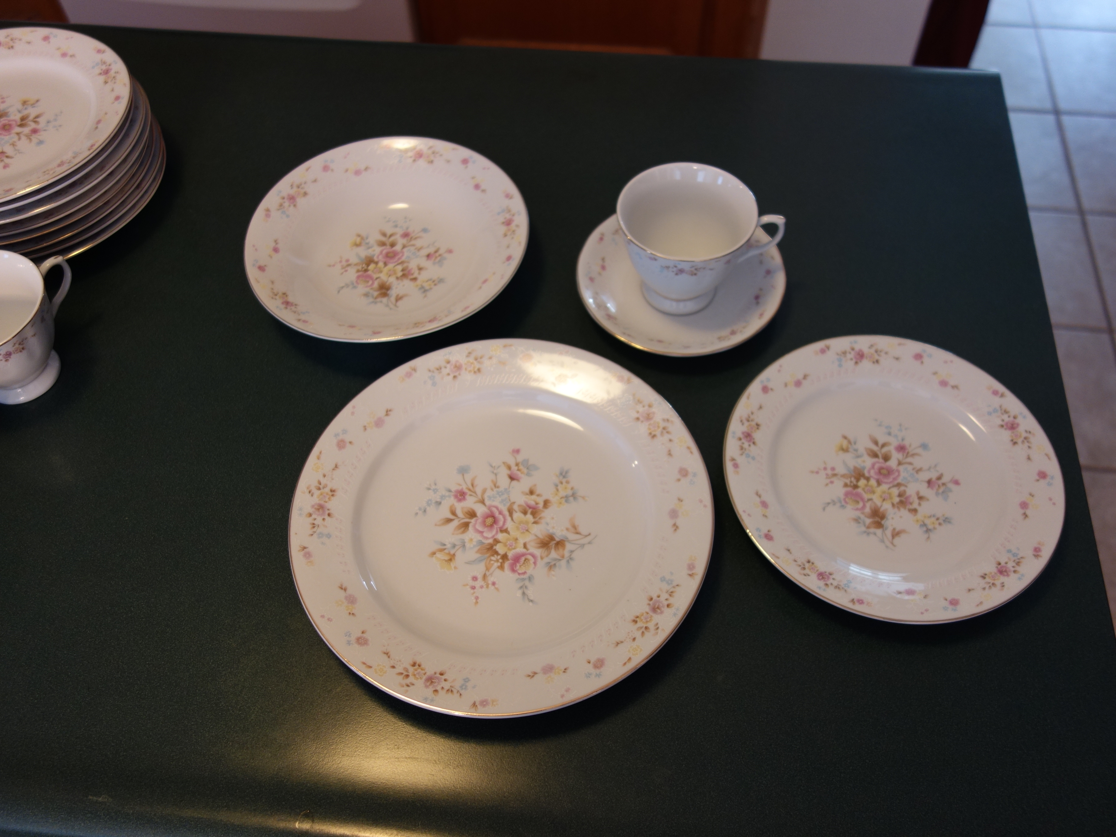 Vintage Pink and Blue Floral China Set