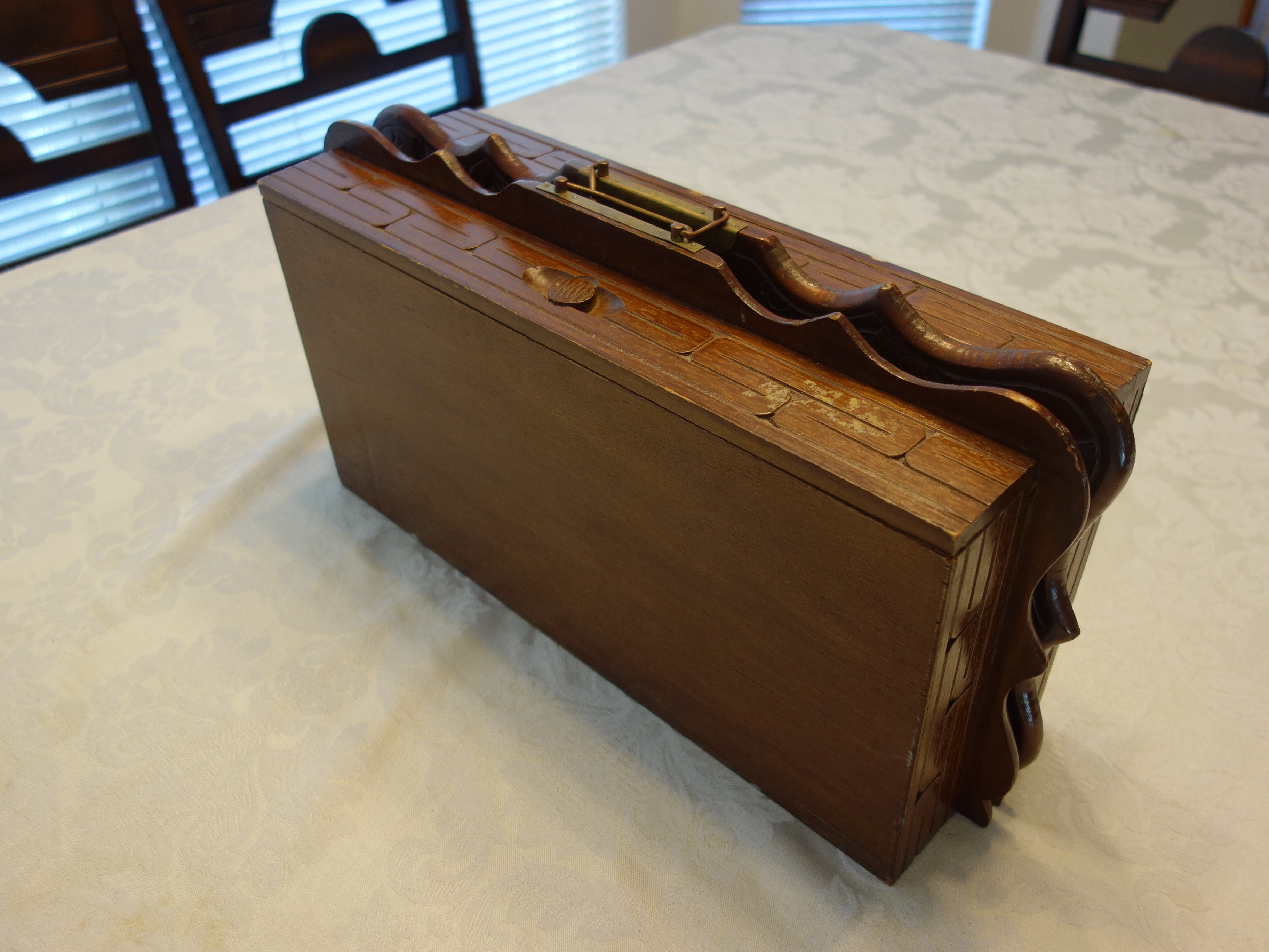 Vintage Chinese Carved Wooden Chess Set