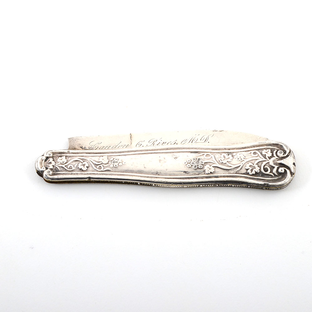 Antique Sterling Silver Single Blade Pocket Knife
