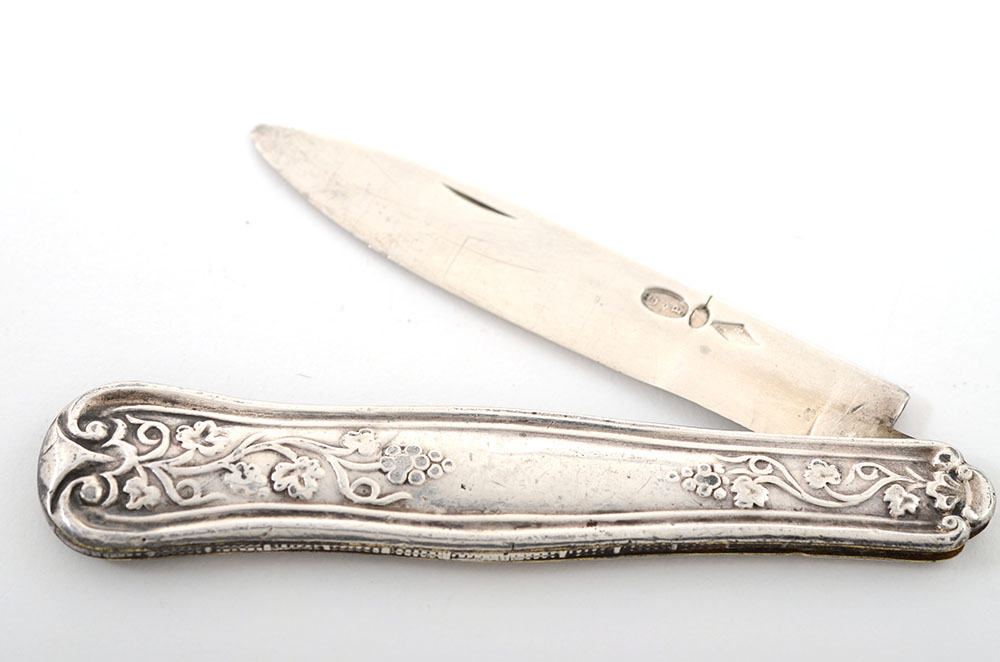 Antique Sterling Silver Single Blade Pocket Knife