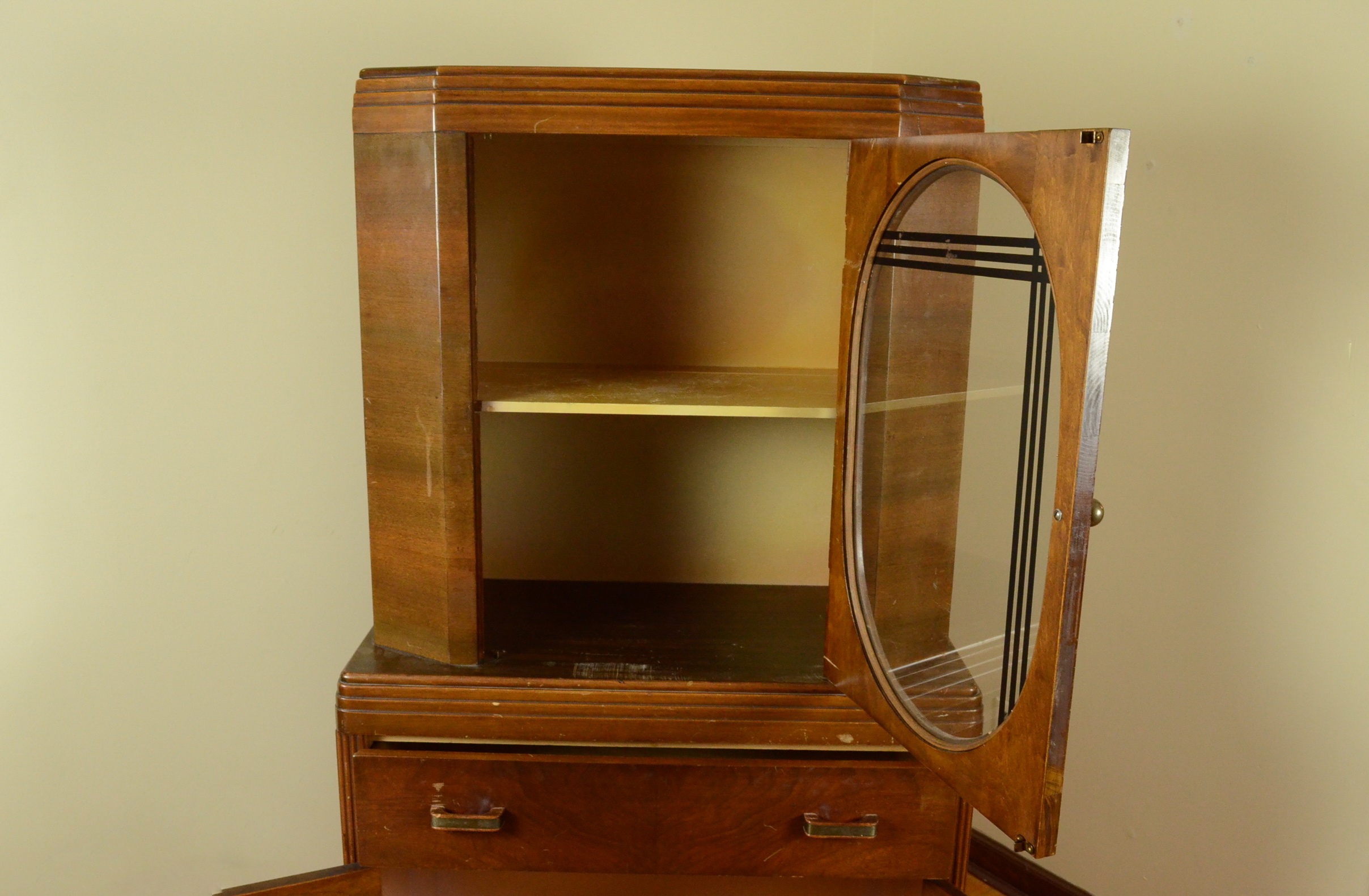 Circa 1930s Art Deco China Cabinet