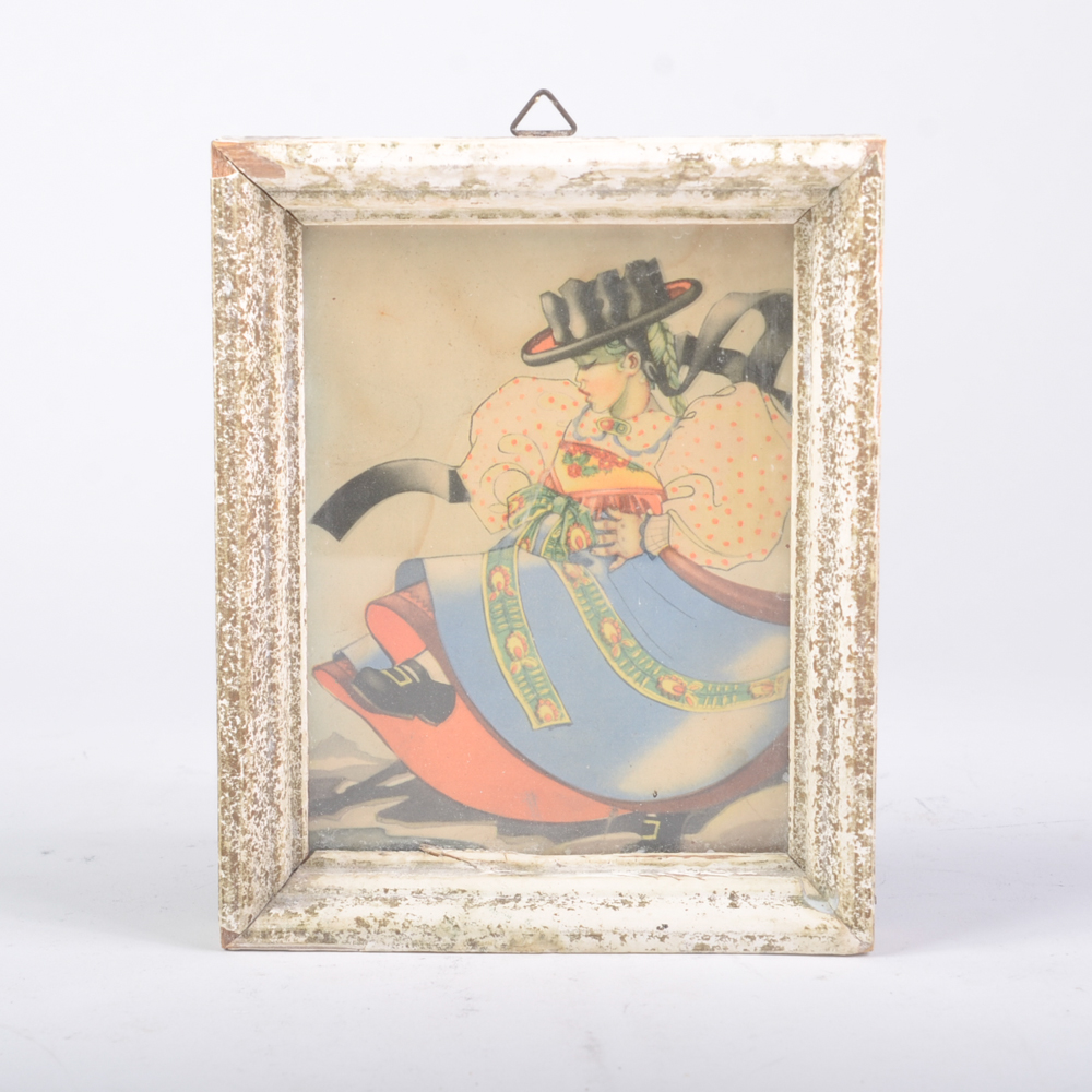 Vintage German Folk Dancer Lithograph