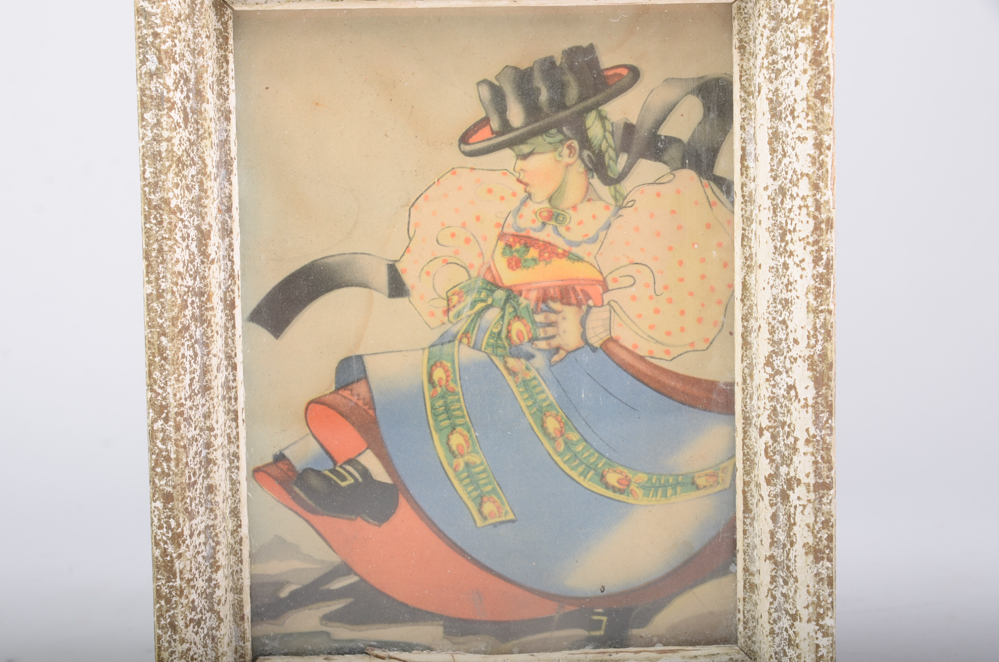 Vintage German Folk Dancer Lithograph