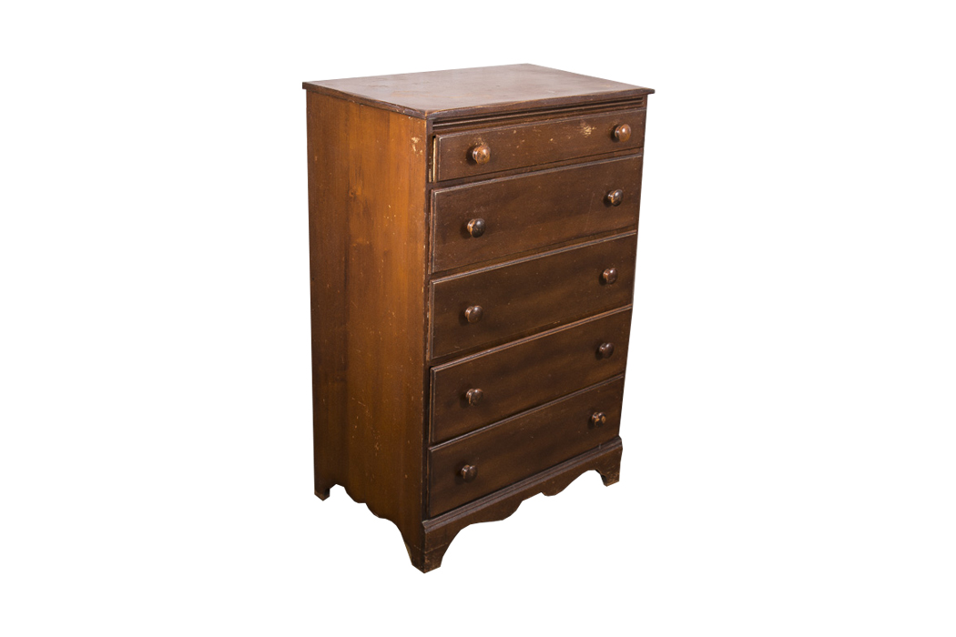 Dark Stained Wood Stacked Chest of Drawers