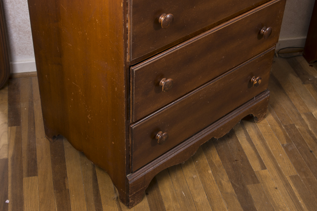 Dark Stained Wood Stacked Chest of Drawers