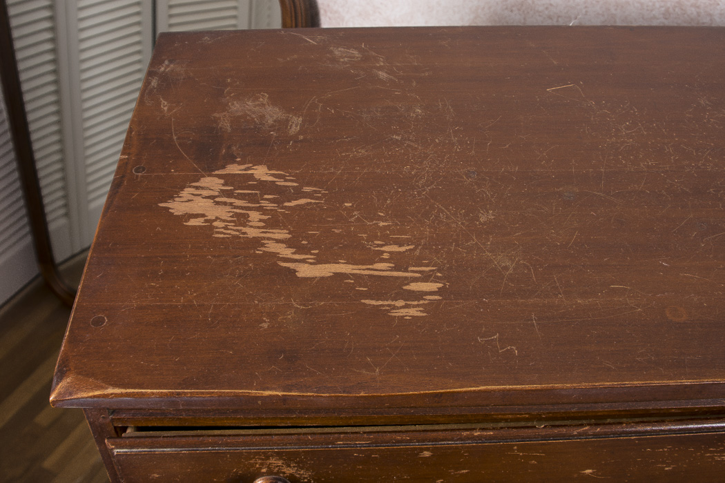 Dark Stained Wood Stacked Chest of Drawers