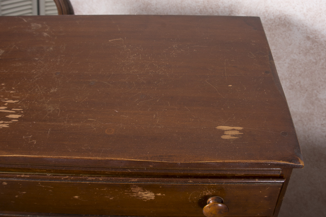Dark Stained Wood Stacked Chest of Drawers
