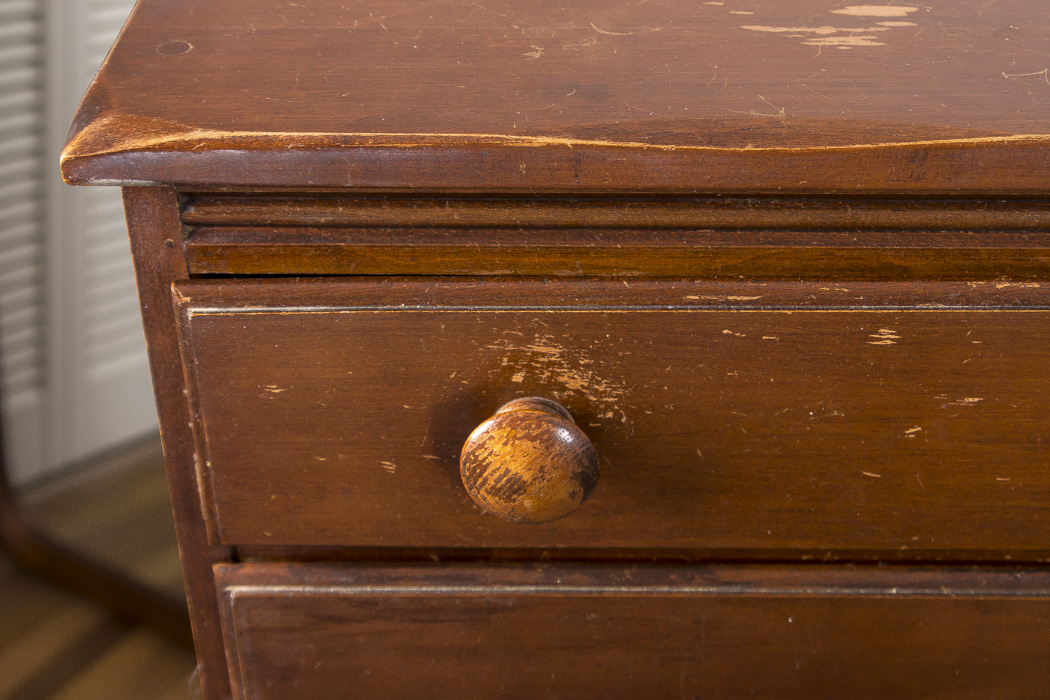 Dark Stained Wood Stacked Chest of Drawers