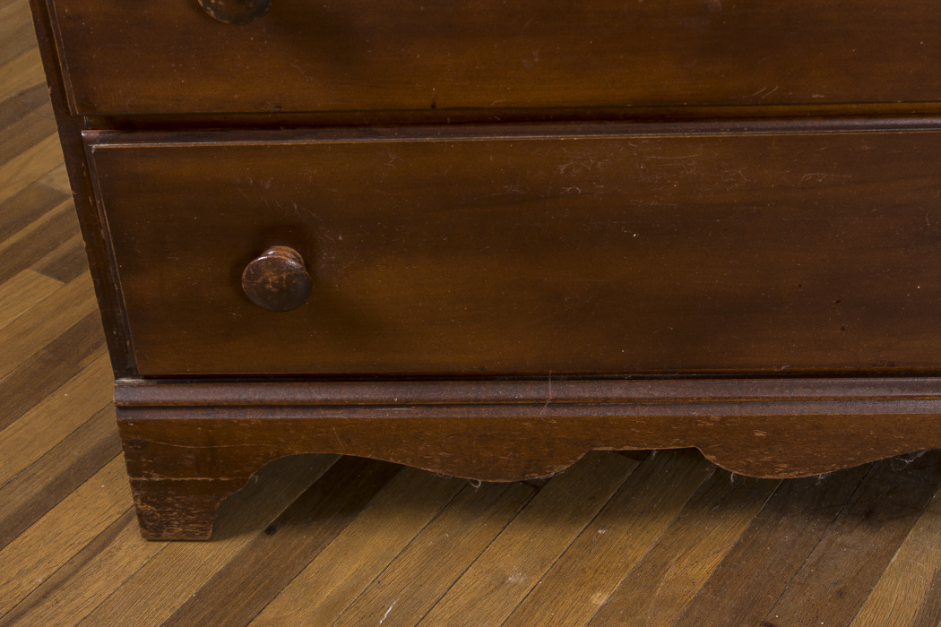 Dark Stained Wood Stacked Chest of Drawers