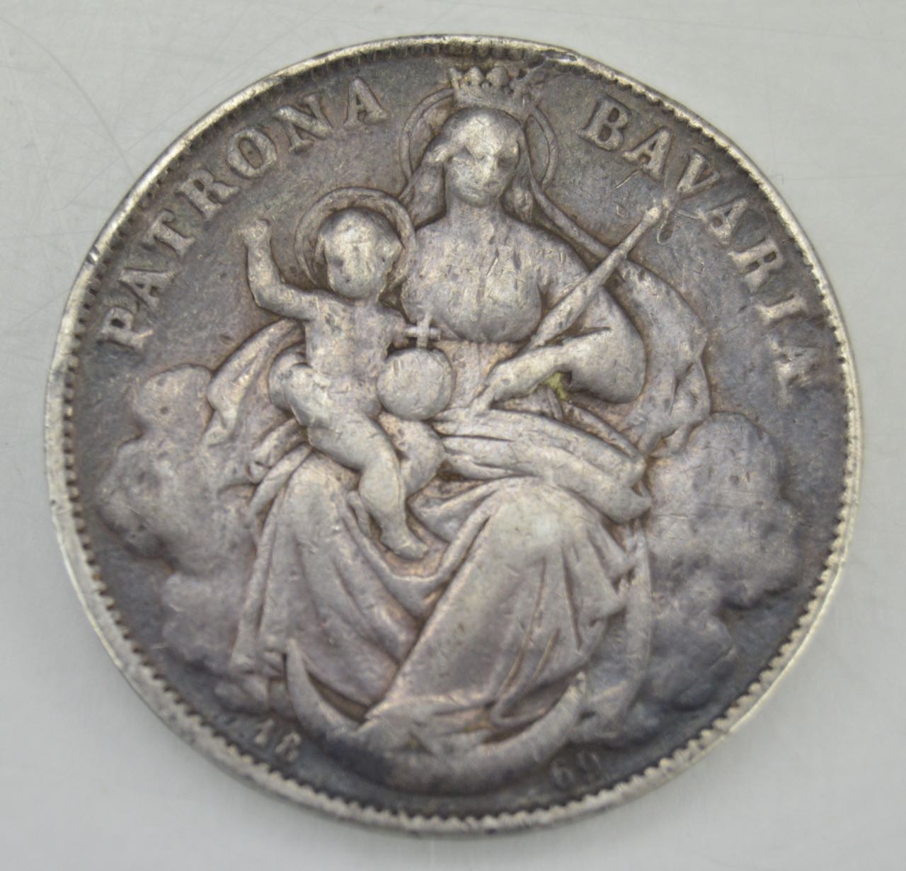 1869 German States (Bavaria) Silver One Thaler Coin