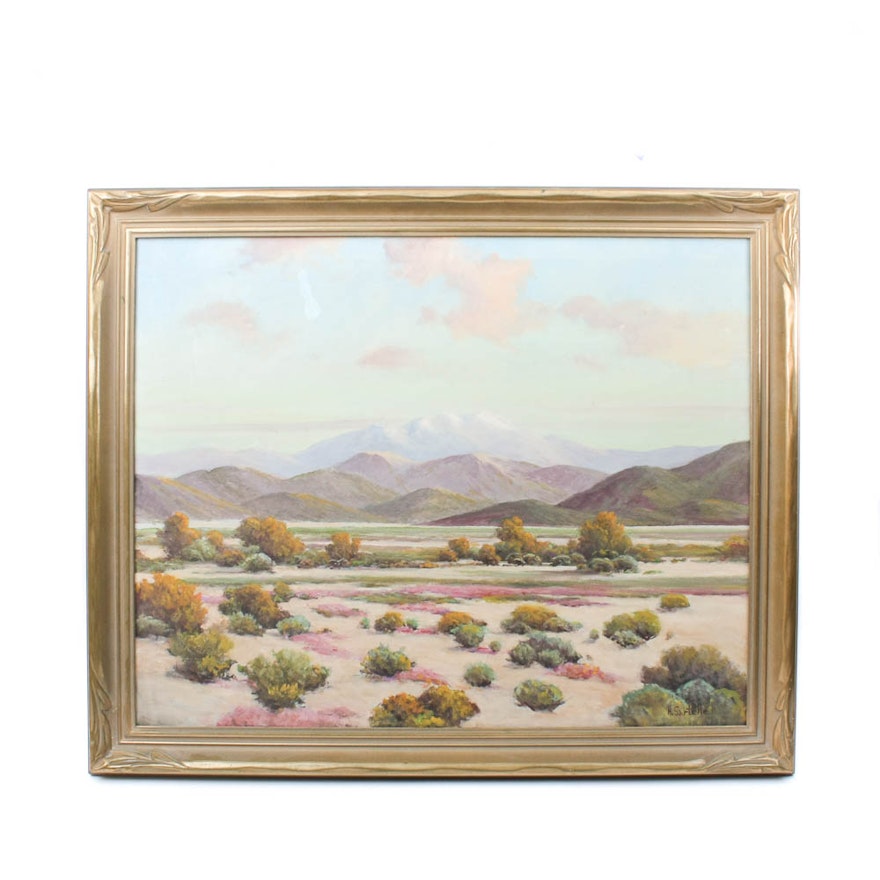 Herbert Sartelle Original Oil on Canvas Desert Mountain Landscape