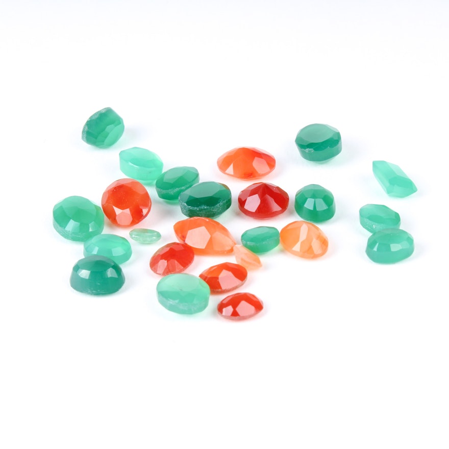 61.5 CTW Orange and Green Chrysoprase Loose Gemstones