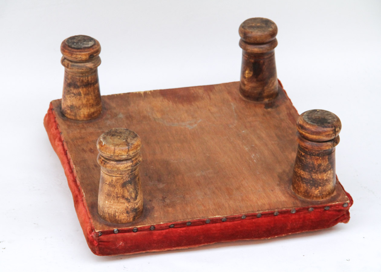 Vintage Footstool with Greek Key Upholstery