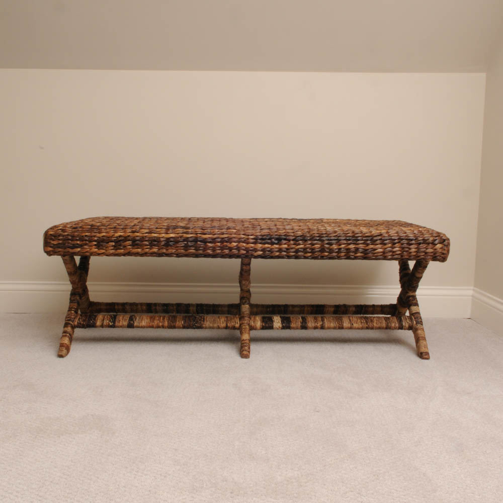Brown Wicker Bench