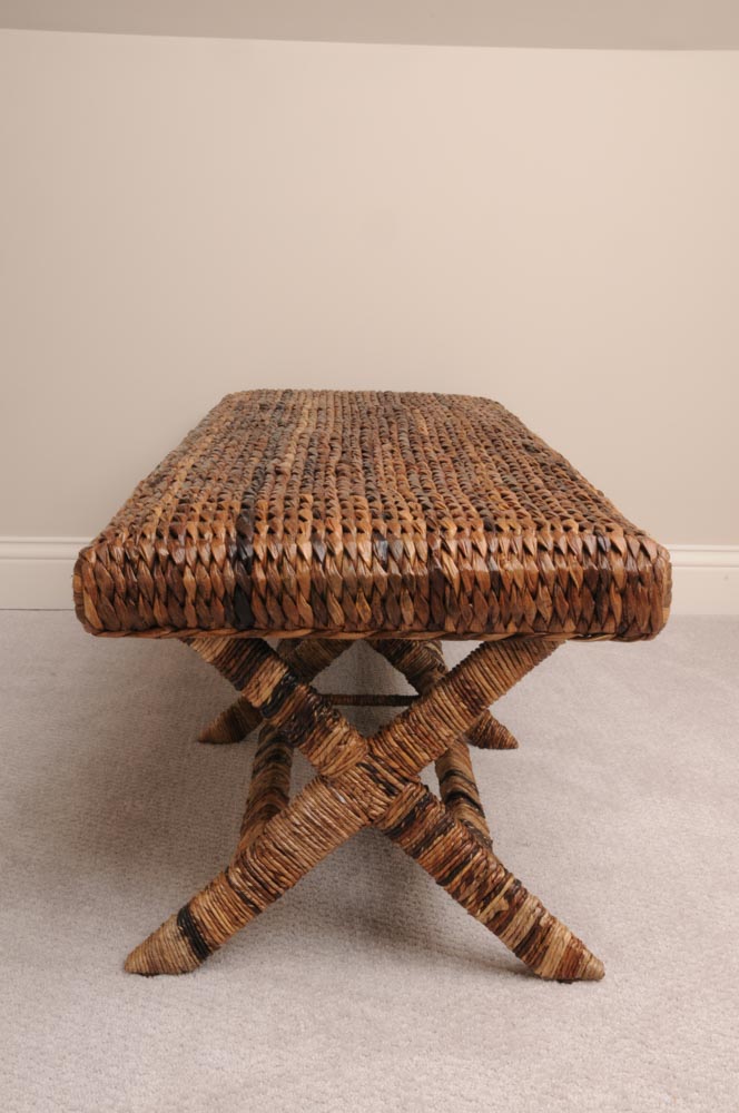 Brown Wicker Bench