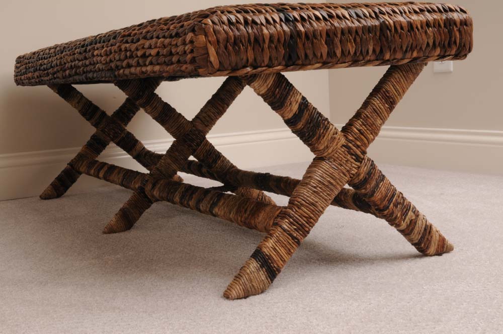 Brown Wicker Bench