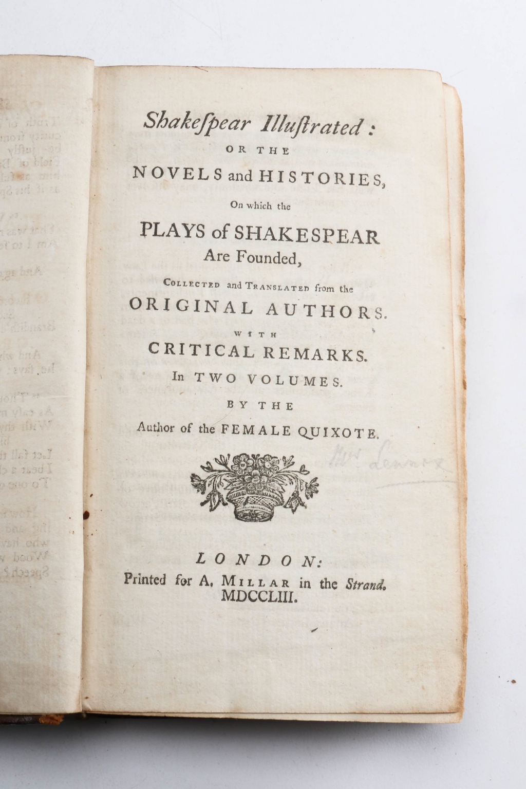 1753-54 First Editions of "Shakespear Illustrated" in Three Volumes by Charlotte Lennox