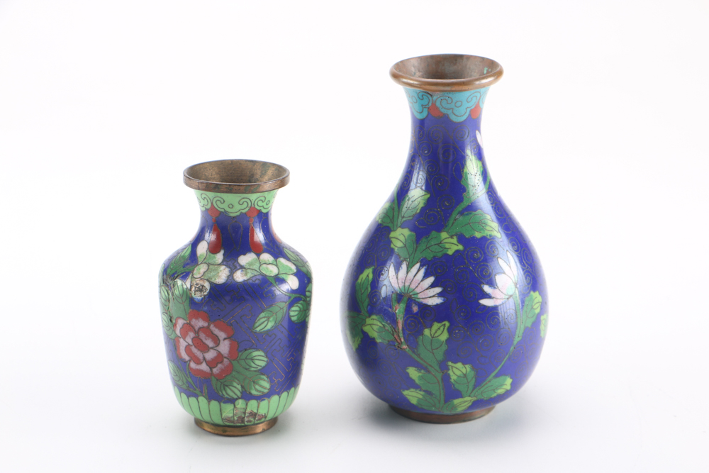 Hand-Painted Chinese Cloisonné Decor and Dishes