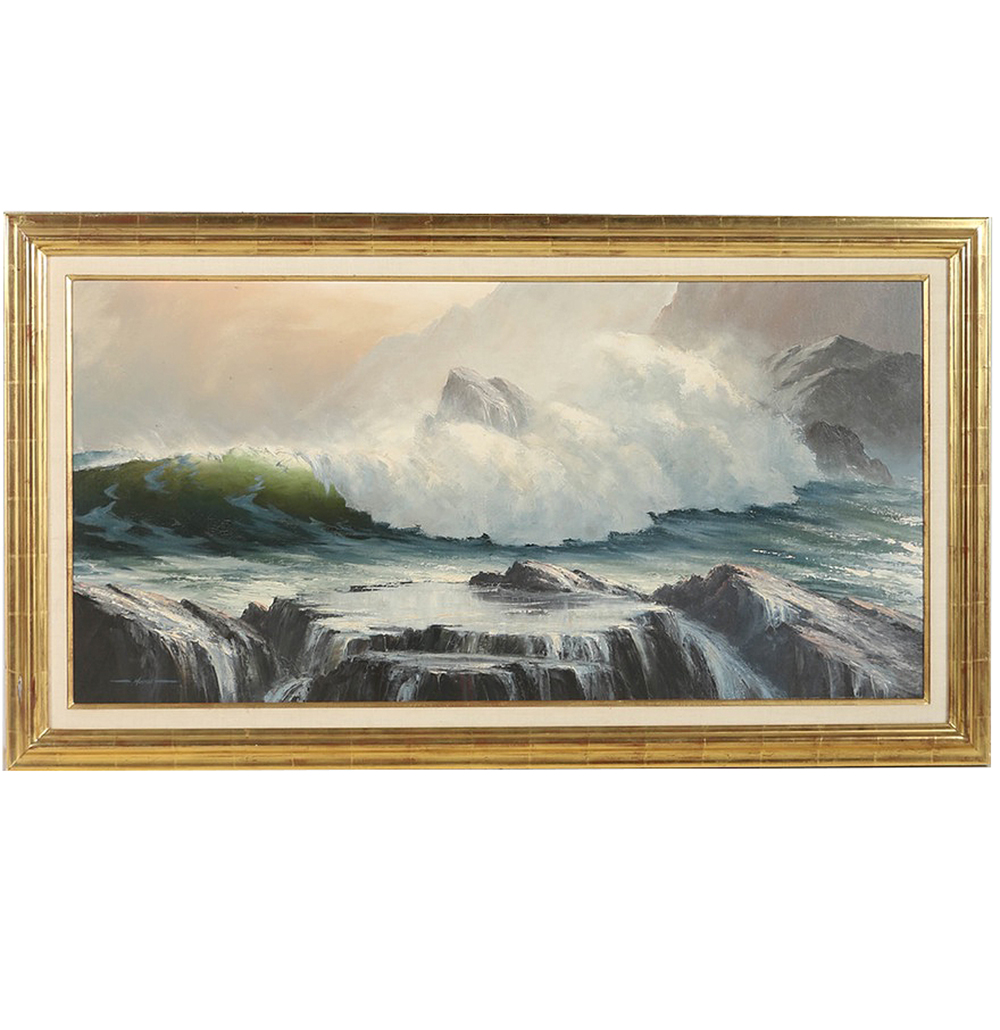 Ronald Moreton Oil Painting on Board "Pounding Surf"