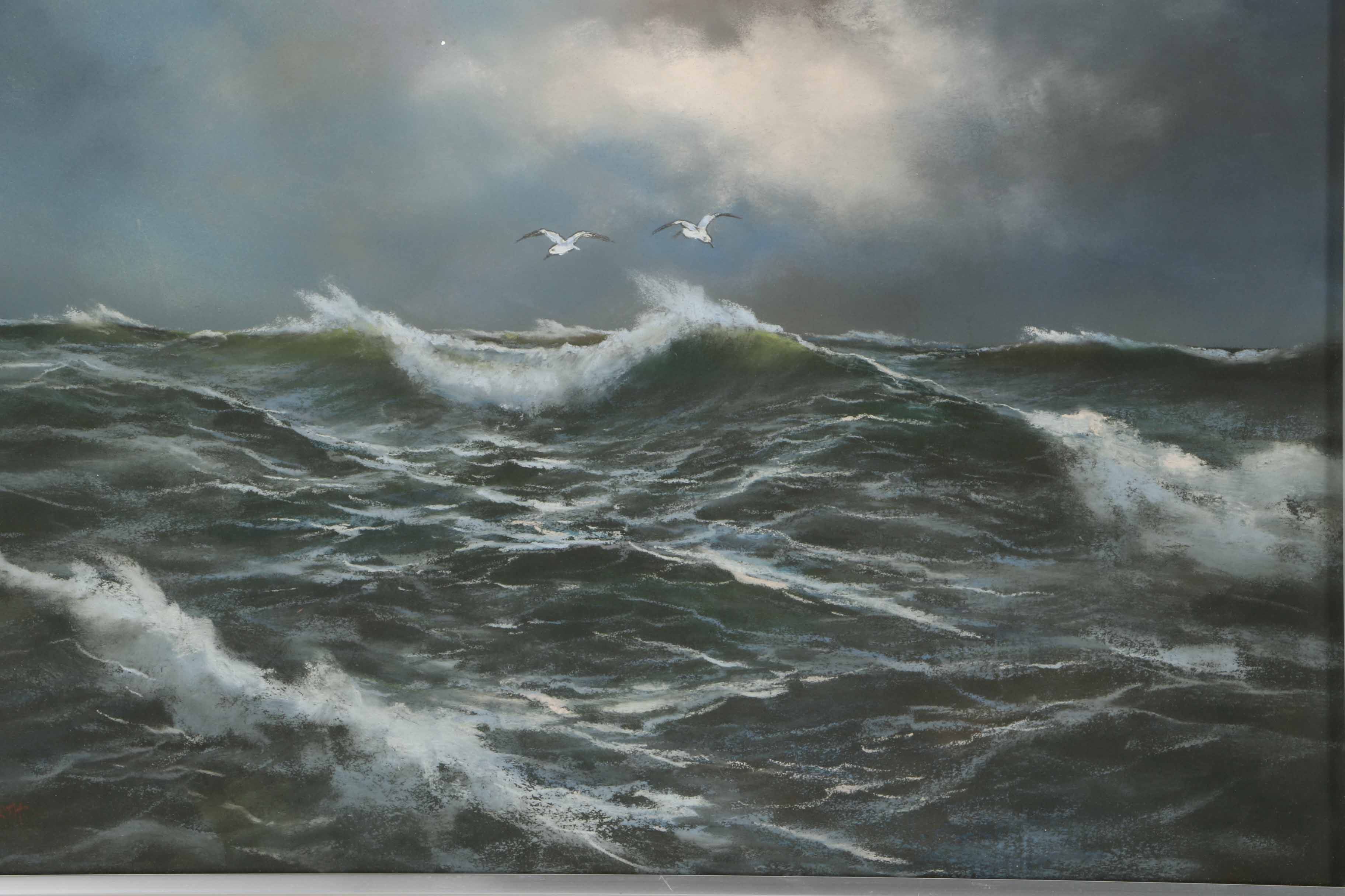 Original H. Maylath Pastel Seascape Drawing