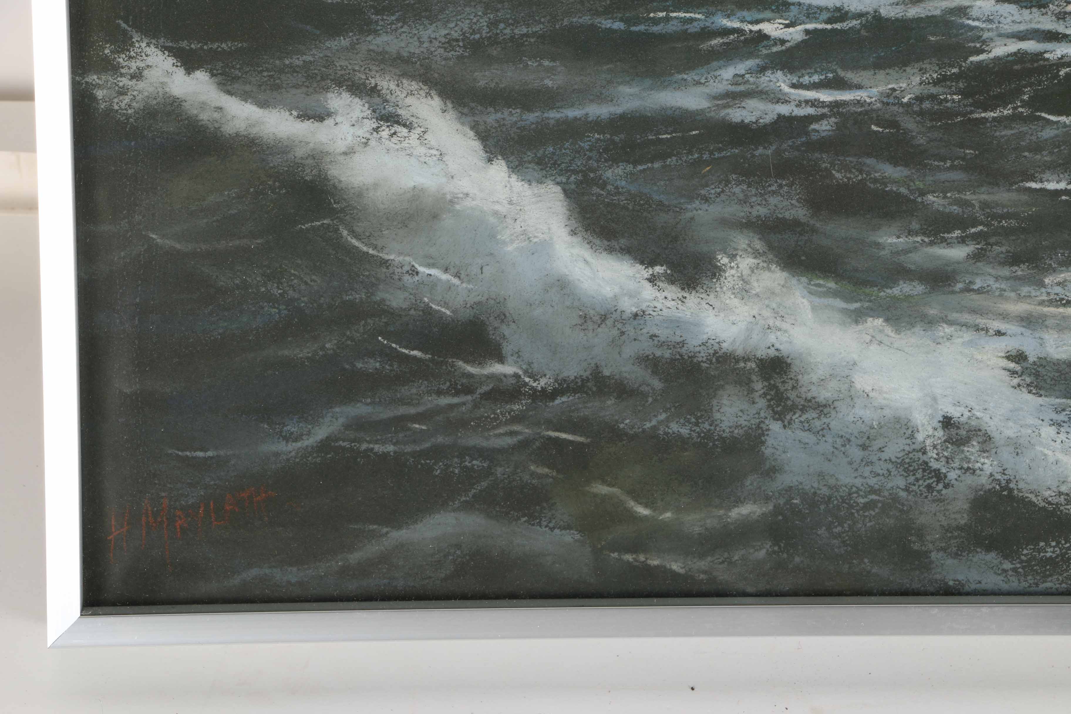 Original H. Maylath Pastel Seascape Drawing