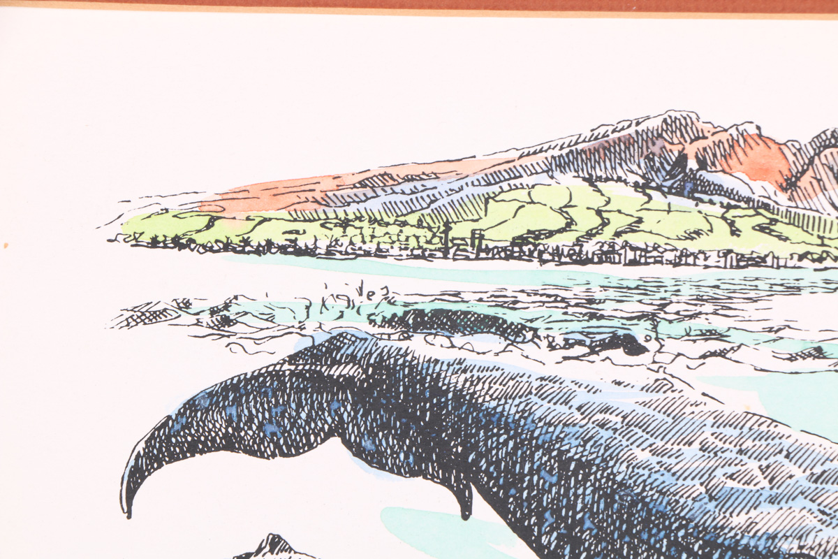 Bill Bagley "Humpbacks Off Lahaina"  Hand Colored Serigraph