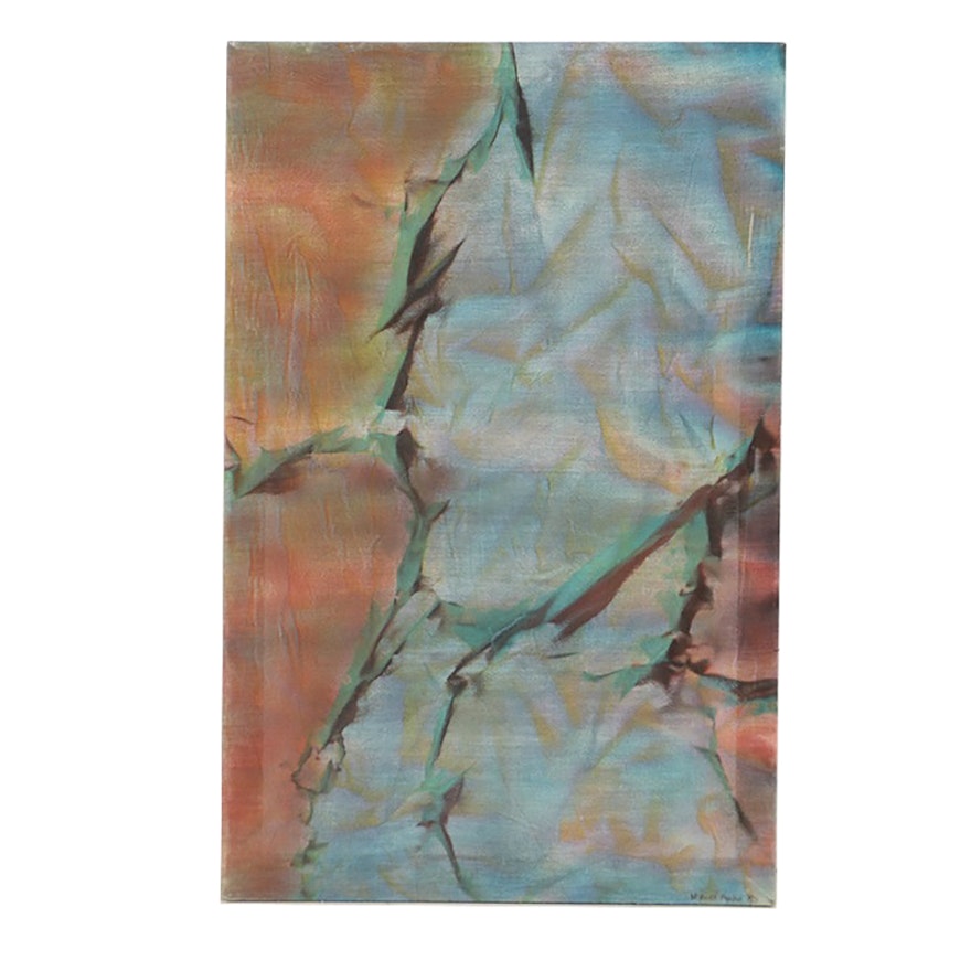 Watercolor Painting on Loose Weave Canvas Abstract Scene