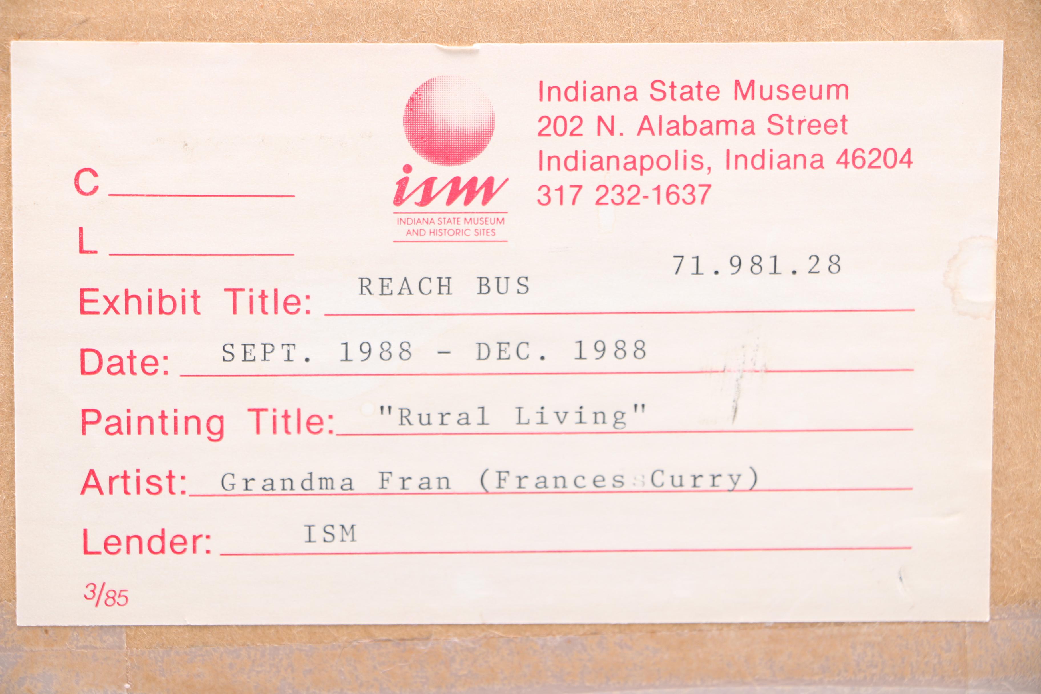 Frances (Grandma Fran) Currey Watercolor "Rural Living"