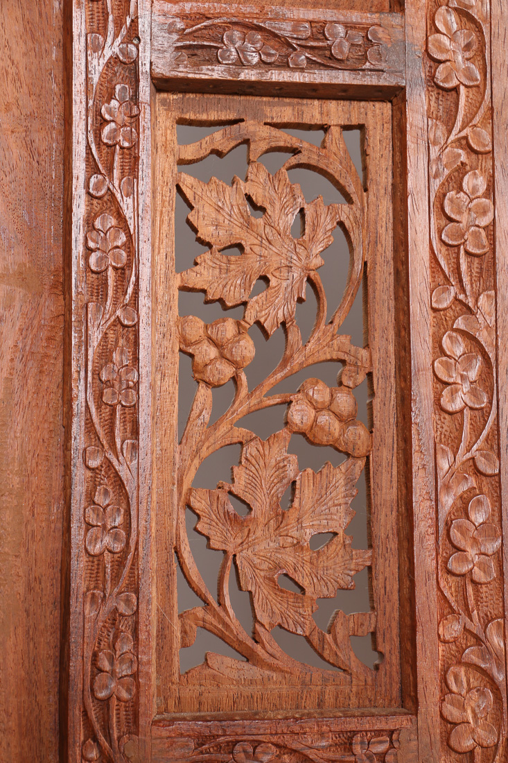 Indian Carved Wood Folding Screen