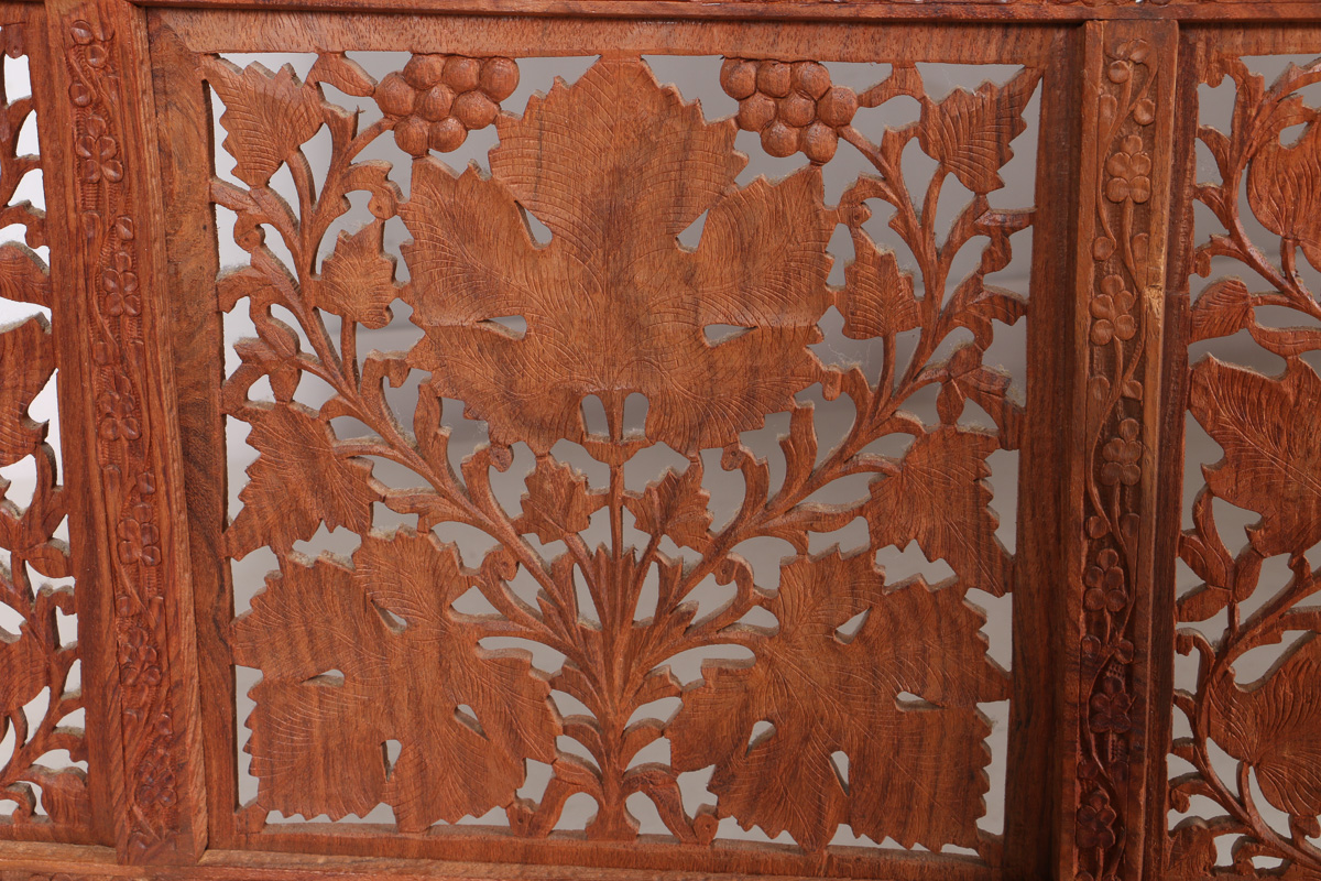 Indian Carved Wood Folding Screen