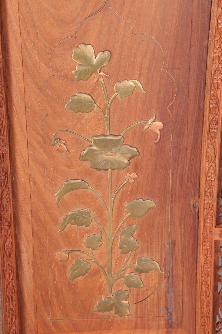 Indian Carved Wood Folding Screen