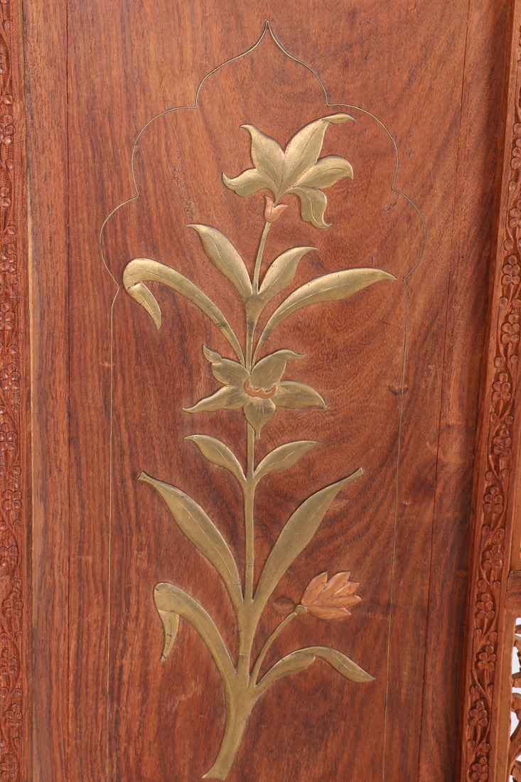 Indian Carved Wood Folding Screen