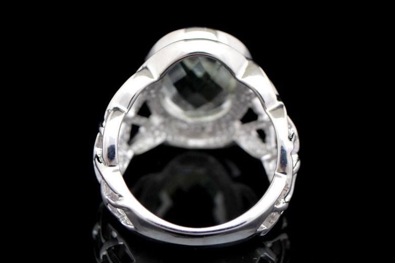 Sterling Silver and Green Rock Crystal Ring