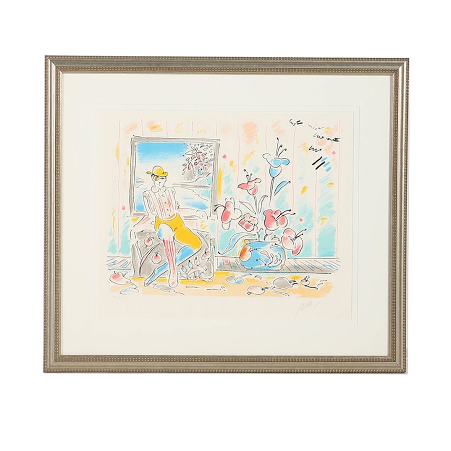 Peter Max Limited Edition Lithograph on Paper "Zero and Flowers"