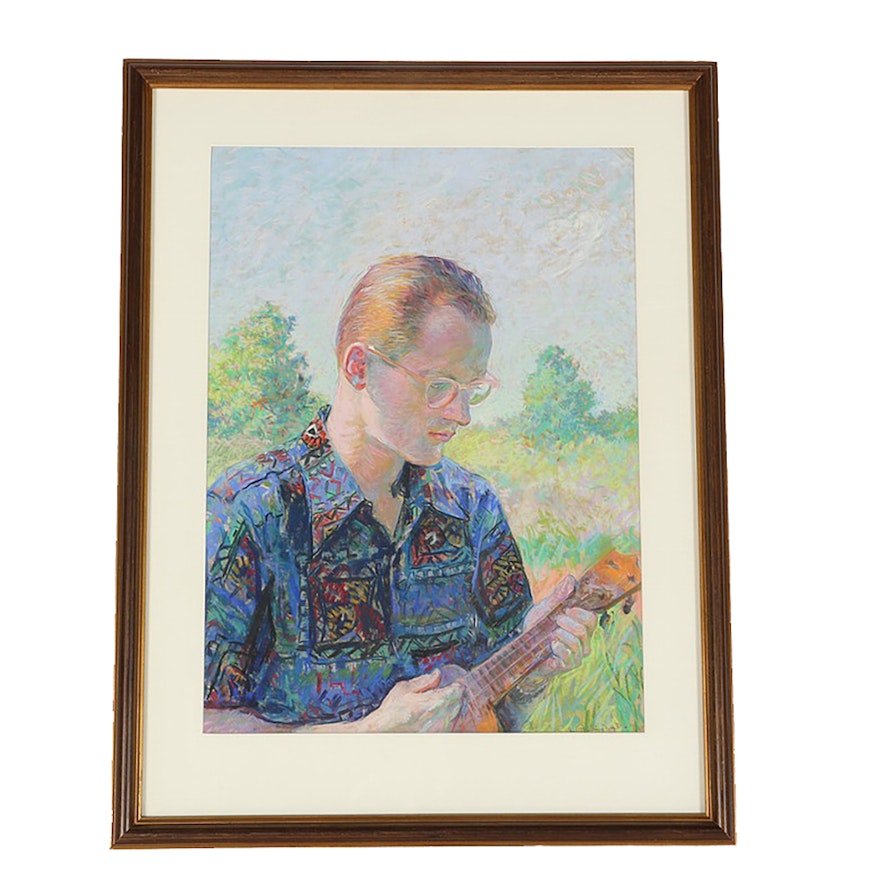 Emily Burling Waite Pastel on Paper Portrait of Lemuel Manchester