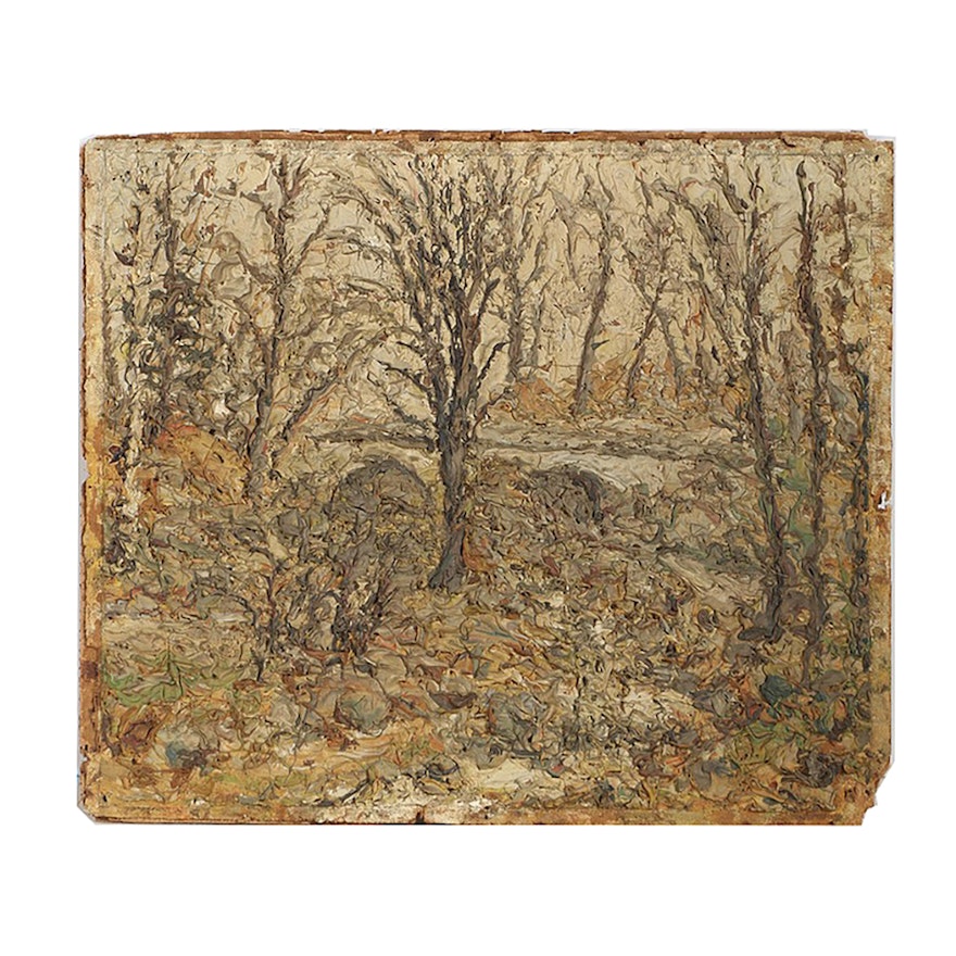 Original Oil Painting on Cardboard Landscape