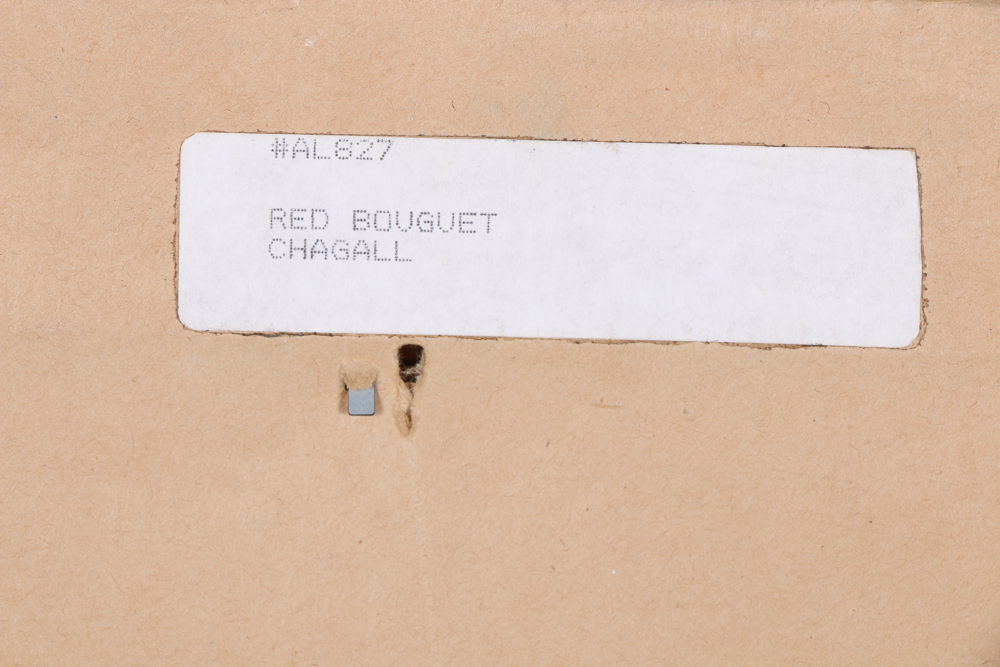 Limited Edition Offset Lithograph After Marc Chagall "Red Bouquet With Lovers"