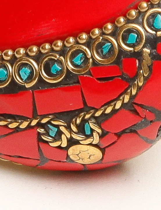 Coral Colored and Turquoise Cocktail Ring