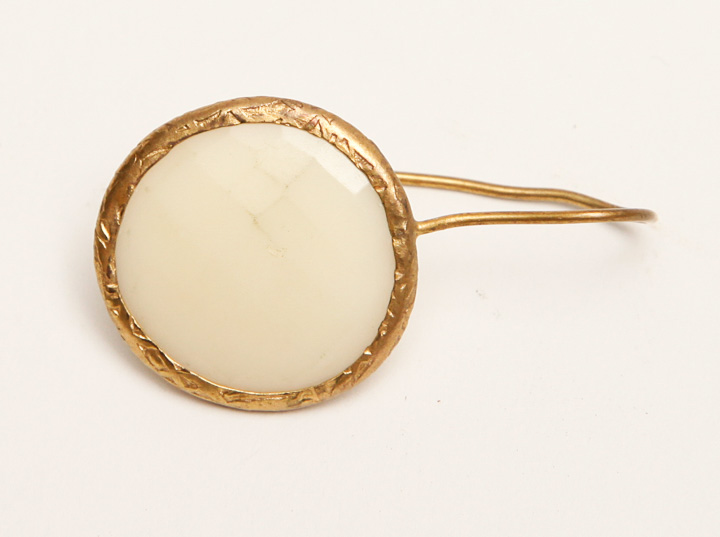 Gold Tone Agate and Oxidized Sterling Semi-Precious Earrings