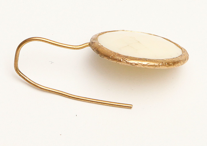 Gold Tone Agate and Oxidized Sterling Semi-Precious Earrings