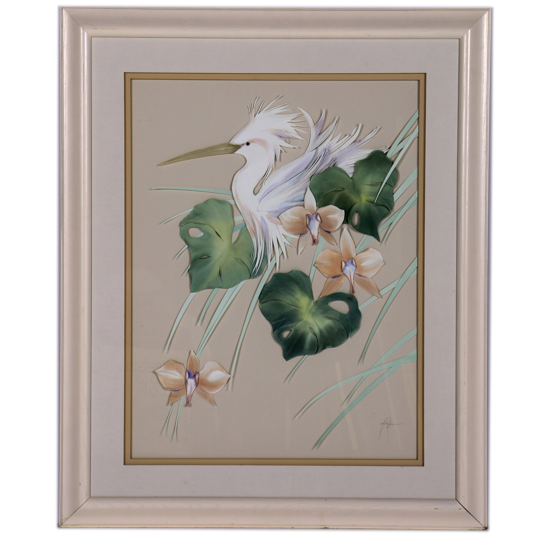 Janis Pankin Framed Cut Paper Collage "King Fisher"