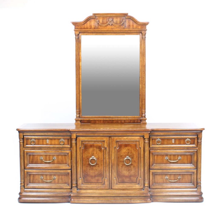 Drexel Heritage Cameo Collection Dresser, Headboard and Wall Mirror