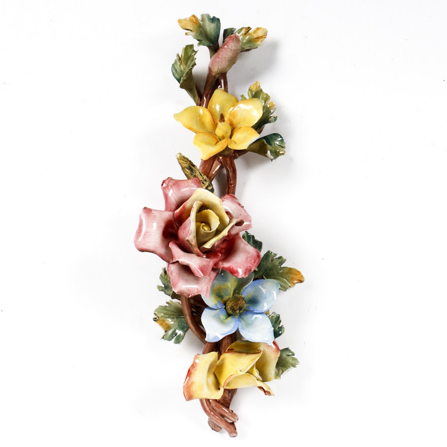 Capodimonte Porcelain Floral Wall Hanging